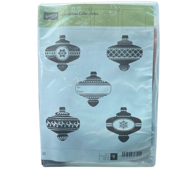 Stampin' Up! Christmas Collectibles Clear Stamp Set of 5 Ornaments Tag - Picture 1 of 4